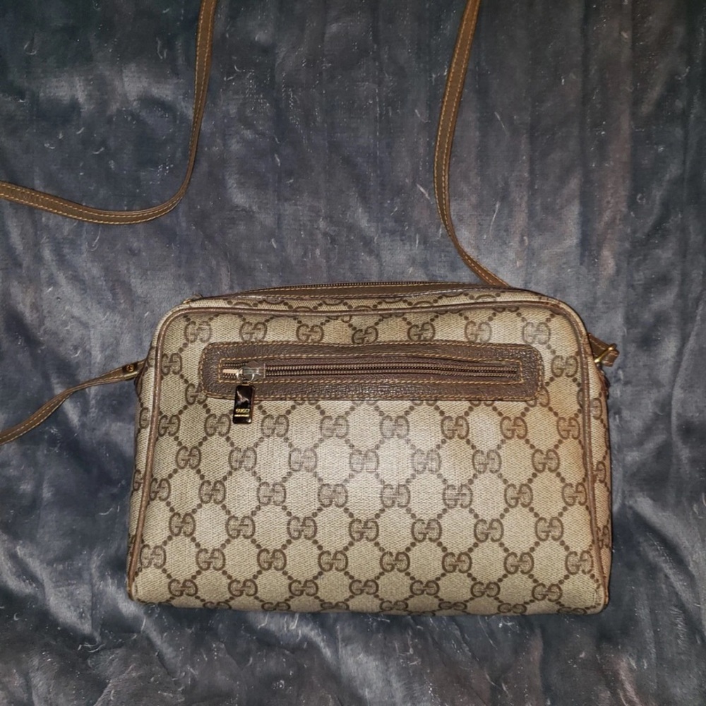 Gucci Tan and Brown Monogram Crossbody Bag
